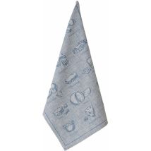 Torchon Bleu Imprimé Fromages 50 X 70 Cm