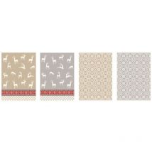 Torchon coton noël lapland 50 x 70 cm x 4 - tissages de beaulieu