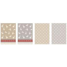 Stb Tissages De Beaulieu - Torchon Coton Noël Lapland 50 X 70 Cm X 4 - Tissages De Beaulieu