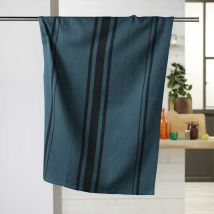 Torchon coton tissé Gastronomie bleu marine