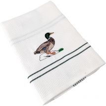 Torchon nid d'abeille waffle brodé Canard