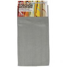 Torchon Vaisselle Microfibre Gris 50x70cm Accrochable - tissages de beaulieu