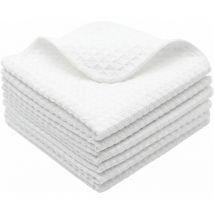 Torchons de cuisine, Super Absorbant Microfibre Chiffon nettoyagant, Serviettes de Cuisine douce et lavable,Lavette Blanc 6 Pack,30cmx30cm npterbl