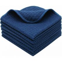 Torchons de Cuisine, Super Absorbant Microfibre Chiffon nettoyagant, Serviettes de Cuisine Douce et Lavable,Lavette Bleu Marin 6 Pack, 30cmx30cm