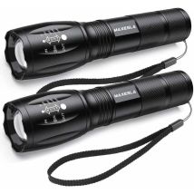 Lampe Torche Led Ultra Puissante, 2000 Lumens Lampe De Poche, Ip65 Étanche Lampe Tactique, Zoomable, 5 Modes D'Éclairage, Antichoc Anti-dérapant Pour 
