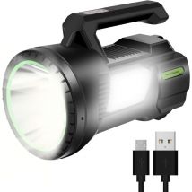 Odipie - Torcia led Ricaricabile 1200lm 6500mah, Ultra Potente 4 Modalità di Illuminazione, Torcia per Pesca Notturna, Caccia, Trekking, Garage,