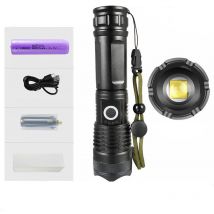 Torcia led ultra potente, ricaricabile tramite usb, torcia tattica estremamente luminosa, torcia impermeabile zoomabile in 5 modalità campeggio