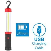 Nova Line - Lampada Led cob da lavoro Nera e rossa estensibile con calamita a batteria usb Bianco freddo 6000K Novaline