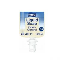 Tork Savon liquide neutralisant les odeurs S4, testé sous contrôle dermatologique, 6 x 1000 ml, 424011