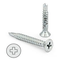 Tornillo broca rosca chapa cabeza plana din 7504-p inoxidable larg.r/chapa 13mm ø rosca chapa 3.5mm (caja 100)
