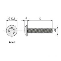 Tornillo roscqa metal allen iso 7380 negro metrica m-8 largo 25mm