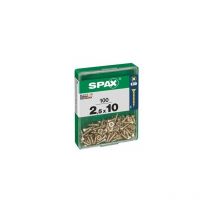 Caja de 100 unidades de tornillo para madera Spax con cabeza plana en Yellox 2,5x10mm Spax