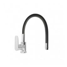 Idro Bric - Grifo para lavabo negro, serie torpedo, caño alto