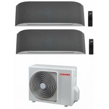 Toshiba - climatiseur inverter dual split haori series 10000+13000 (9000+12000) avec ras-2m14u2avg-e wi-fi intégré gris clair/gris foncé 10+13 (9+12)