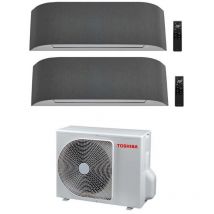 Toshiba - climatiseur inverter dual split haori series 13000+13000 (12000+12000) avec ras-2m18u2avg-e wi-fi intégré gris clair/gris foncé 13+13