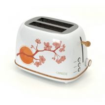 Tostapane Kaito con doppia fessura extra ampia 6 livelli di tostatura decorazione floreale e effetto legno bianco opaco