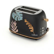 Tostapane Kaito con doppia fessura extra ampia 6 livelli di tostatura decorazione floreale e effetto legno nero opaco