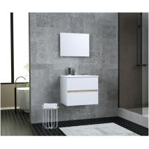 Les Tendances - totem Salle de bain 60cm - 2 tiroirs fermetures ralenties - simple vasque en céramique + miroir