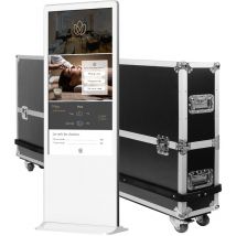 Totem vidéo 43', full hd, 500 cd, 24h/7j, Indoor, Tactile, Blanc + Flightcase