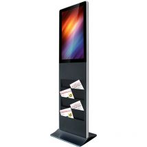 Totem vidéo 32'', full hd, 500 cd, 24h/7j, Indoor, Tactile, avec porte brochures