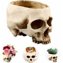 Minkurow Totenkopf Halloween Kunstharz Totenkopf Aschenbecher Gothic Deko Totenkopffiguren Multifunktionale Totenkopf Deko Blumentopf Bonbonschale