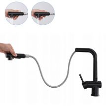 Lonheo - Grifo de Cocina con ducha extraíble 40cm Negro Grifo Cocina extraíble de Acero inoxidable, 360° Giratorio Fregadero Monomando con 2 Modes de