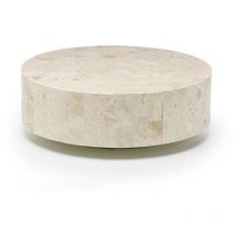 Stones - Tour 1 - Table basse (85 x 85 x 28h) en pierre fossile beige