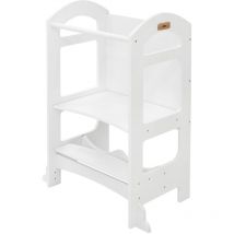 Joyz - Tour d'Apprentissage pour Enfants 2in1 avec Tableau Noir, Chaise d'Observation Montessori à partir de 1 an, Bois Blanc, Tabouret Auxiliaire