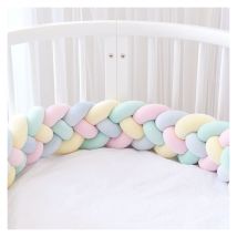 Tour De Lit 3M 4 Tissage Bebe Coussin Serpent Tresse Pare-Chocs Protection En Velours Tour De Lit Pepiniere Pour Nouveau-Nes Chambre Decor Jaune