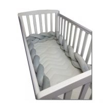 Tour de lit gris - 280 cm de long - tressé - cadre de lit pour lit bébé