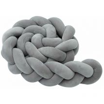 Tour de lit, pare-chocs pour bébé, pare-chocs pour bébé, protection de bord de tissage, décoration de garde-tête pour lit de bébé (gris, 100 13 7