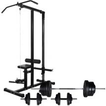 Tour de musculation avec jeu d'haltères et poids 60,5 kg Vidaxl