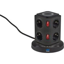 As-schwabe - 8-fach Steckdosentower 2m 230V Induktionsladefläche usb IP20