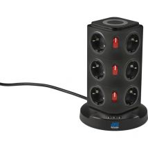 As-schwabe - 12-fach Steckdosentower 2m 230V Induktionsladefläche usb IP20