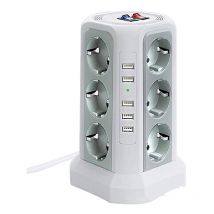 Aafgvc - Tour multiprise parafoudre et surtension, Multiprise Electrique avec 5 Ports usb et 12 Prises, multiprise avec et 3 Interrupteurs, Blanc