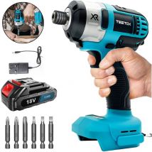 Tournevis à frapper, perceuse à percussion sans fil pour voiture, vitesse variable avec 6 embouts de tournevis + batterie 3,0 a + chargeur,