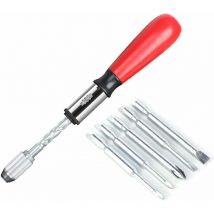 Ersandy - Tournevis en Spirale, Tournevis à cliquet Push Pull, Jeu de Tournevis à cliquet Push Pull 6 en 1 Type de Presse Semi-Automatique (Rouge)