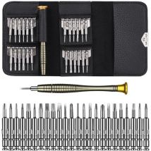 Aougo - Tournevis Précision, Mini 25 en 1 Kit de Tournevis Outils de Réparation pour Portable Laptop, Montre, Bijoux, Lunettes