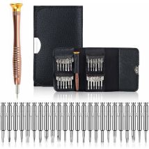 Er-siice - Kzq Tournevis Précision Mini 25 En 1 Kit De Tournevis Précision Outils De Réparation, Tournevis Outils Set Étui En Cuir Pour Iphone, 
