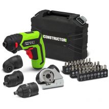 Constructor - Tournevis rechargeable 4V lithium + accessoires - 4Nm - Coffret de rangement