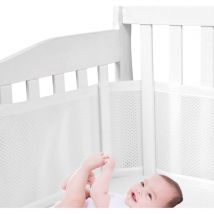 Tours de Lit en Maille Respirant 4 Côtés Anti-Collision pour Lit Bébé - Blanc Debuns