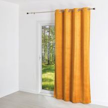 Rideau uni en suédine - Effet daim et velours Jaune Ocre 140x260 cm