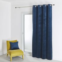 Rideau en velours feutré uni Bleu Marine 135x260 cm