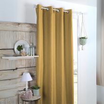 Rideau occultant uni tramé Jaune moutarde 140x260 cm