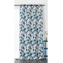 Rideau Motif Fleur Magnolia - 135x250cm - Bleu