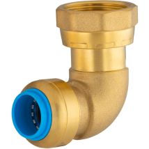 Tout Push - Quick Plomberie Coude Ecrou Libre Femelle 20 X 27 Mm Diam. 16 Mm Laiton