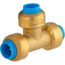 Raccord te égal 12 mm – Laiton – Filetage plomberie, Forme du raccord, Configuration raccord, Largeur, Longueur – TOUT PUSH