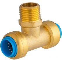 Quick plomberie Te automatique laiton m 15 x 21 pour tube en cuivre / pour tube en per