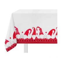 Tovaglia antimacchia con gnomi rossi 140x320