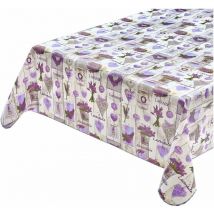 Tovaglia Antimacchia Cucina Lavanda Bordata Cotone Plastificato Proteggi Tavolo Copritavolo - 120x160 cm